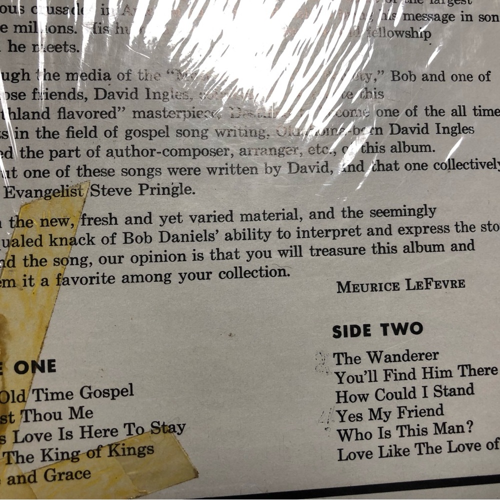 Bob daniels vinyl record